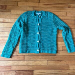 Kelly green cotton Loft cardigan